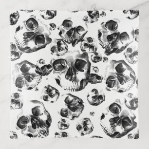 Black & White Skulls Skeleton Skull Art Pattern Trinket Tray