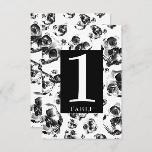 Black  White Skulls Skeleton Skull Table Numbers