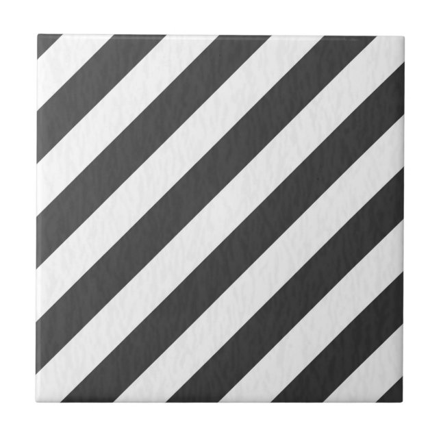 Black & White Slanted Ceramic Tile (Front)
