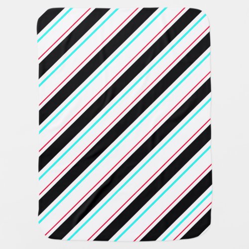 Black White Slanted Regimental Stripe Lines Baby Blanket