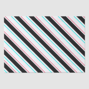 Black White Slanted Regimental Stripe Lines Tissue Paper