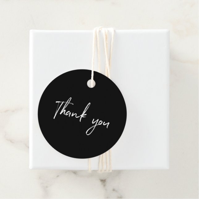 Black & White Small Business Thank you Package Tag (In Situ)