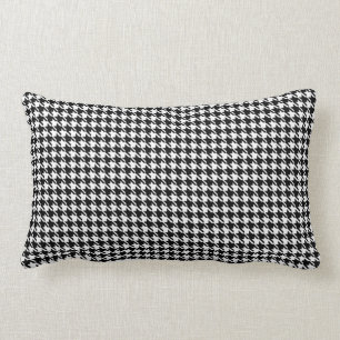 Black White Small Houndstooth Checkered Lumbar Pillow