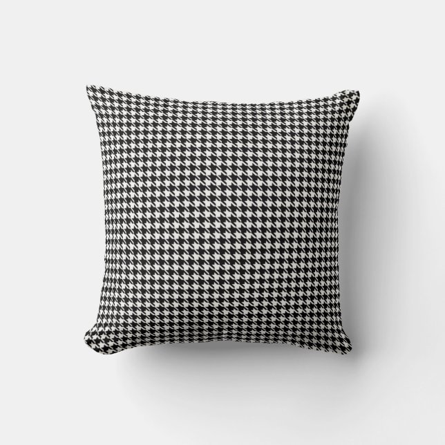 Black White Small Houndstooth Checkered Throw Pillow (Front)