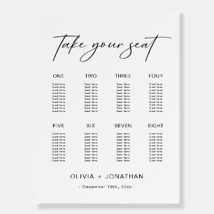 Black White Small Wedding Seating Chart 8 Tables Foam Board