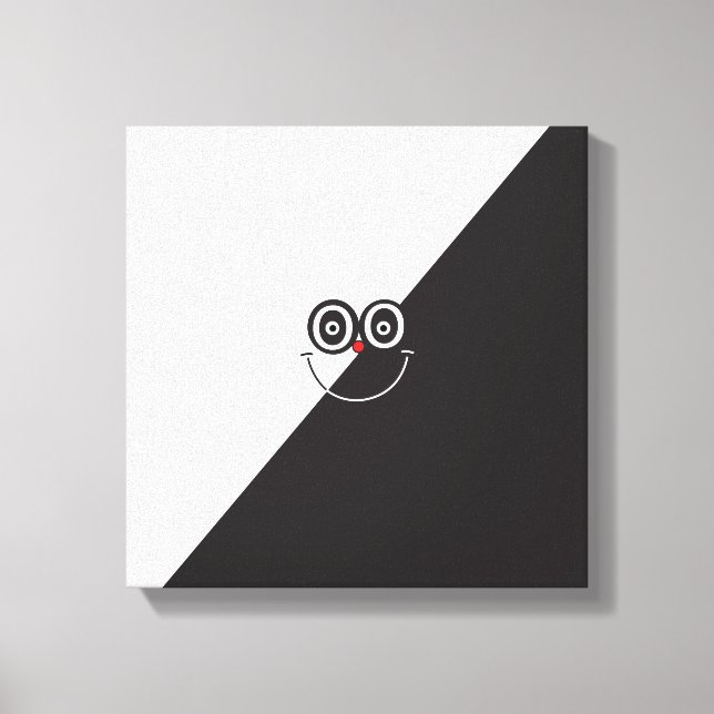 Black & White Smile Face Wrapped Canvas Print (Front)