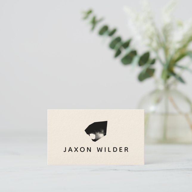 Black White Smoke Cloud Jaguar Minimal Rustic Business Card (Standing Front)