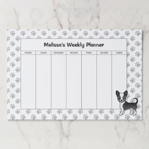 Black & White Smooth Coat Chihuahua Weekly Planner Paper Pad