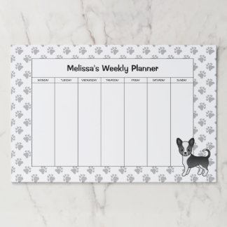 Black &amp; White Smooth Coat Chihuahua Weekly Planner Paper Pad