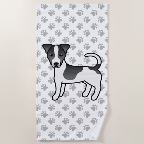 Black  White Smooth Coat Jack Russell Terrier Dog Beach Towel