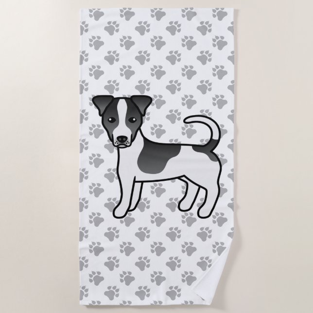 Black & White Smooth Coat Jack Russell Terrier Dog Beach Towel (Front)