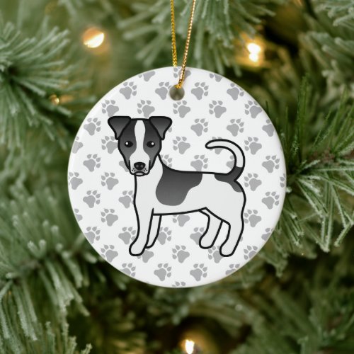 Black  White Smooth Coat Jack Russell Terrier Dog Ceramic Ornament