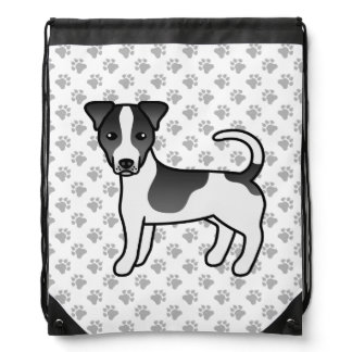 Black &amp; White Smooth Coat Jack Russell Terrier Dog Drawstring Bag