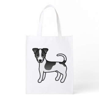 Black &amp; White Smooth Coat Jack Russell Terrier Dog Grocery Bag