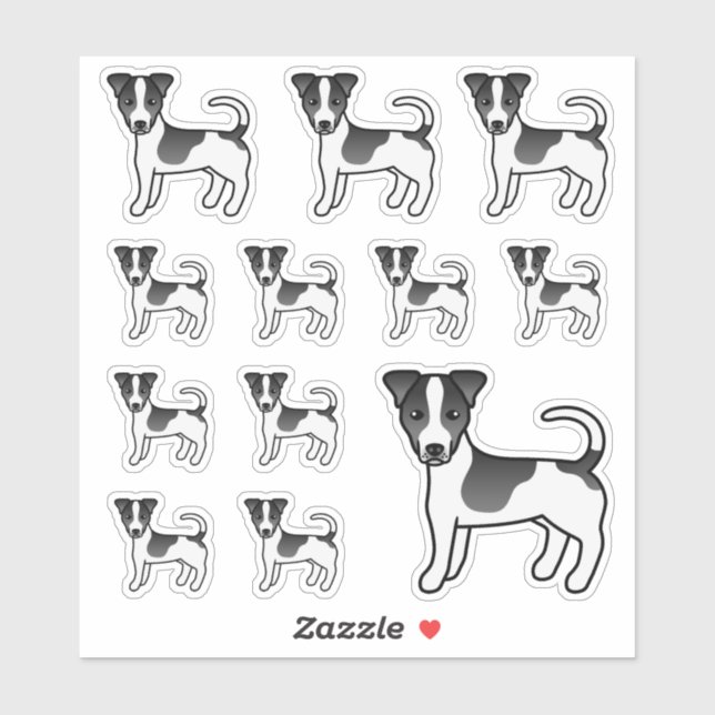 Black & White Smooth Coat Jack Russell Terriers Sticker (Sheet)
