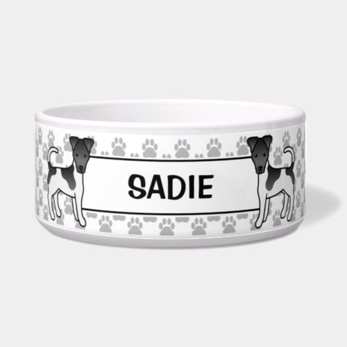 Black  White Smooth Fox Terrier With Paws  Name Bowl