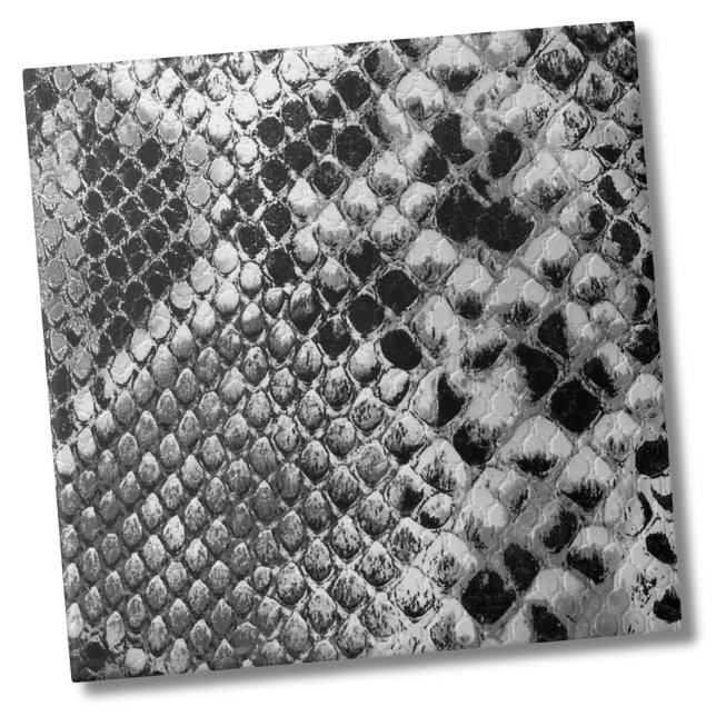 Black White Snake Ceramic Tile (Black White Reptile Animal Snake Skin Pattern Ceramic Tile)