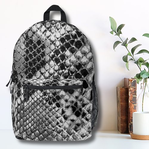 Black White Snake Printed Backpack