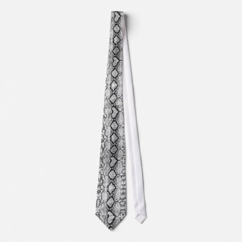 Black  White Snake Skin Tie