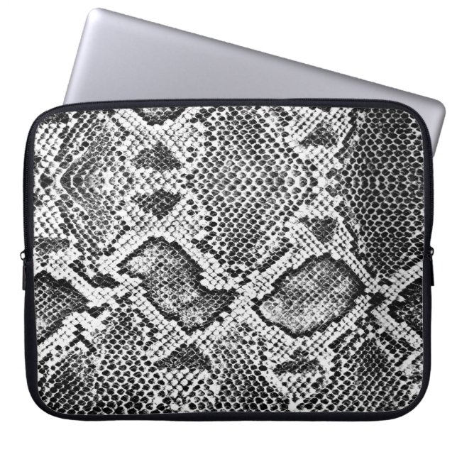 Black & White Snakeskin Pattern Laptop Sleeve (Front)