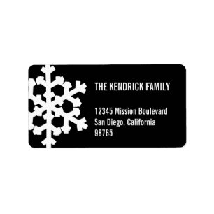 Black white snow flake modern chic return address label
