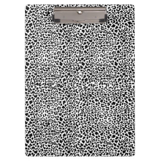 Black & white snow leopard print clipboard