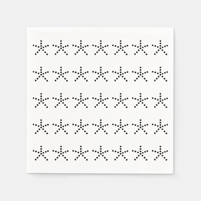 Black white snow pattern party paper napkins (Front)