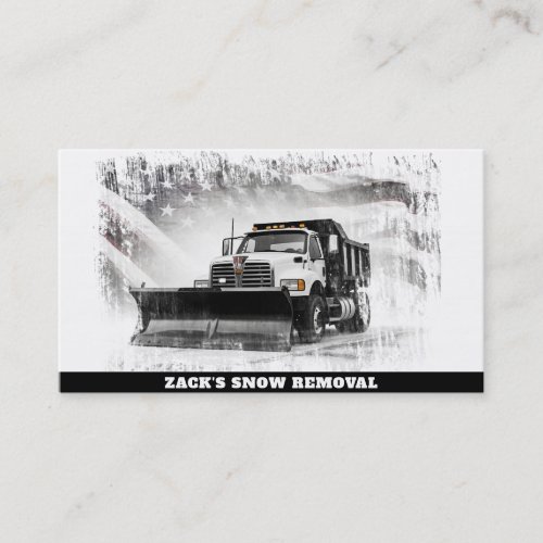  Black White Snow Removal Truck Flag AP74 Business Card