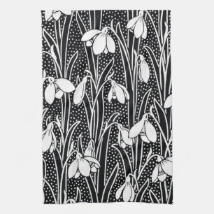 Black & White Snowdrop Pattern  Kitchen Towel