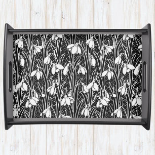 Black & White Snowdrop Pattern Serving Tray
