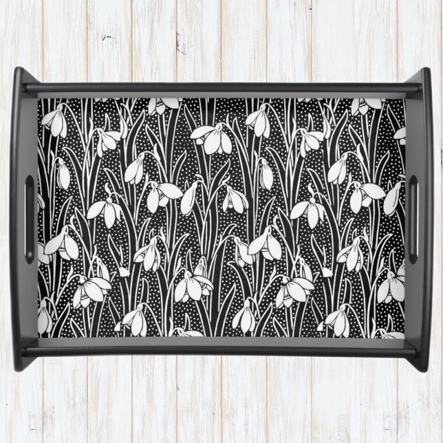 Black & White Snowdrop Pattern  Serving Tray (Creator Uploaded)