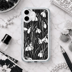 Black & White Snowdrop Pattern  iPhone 16 Plus Case
