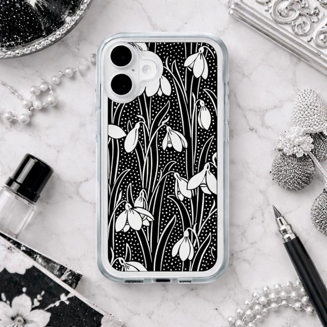 Black & White Snowdrop Pattern  Speck iPhone Case (Creator Uploaded)