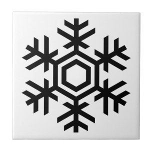 Black & White Snowflake Ceramic Tile