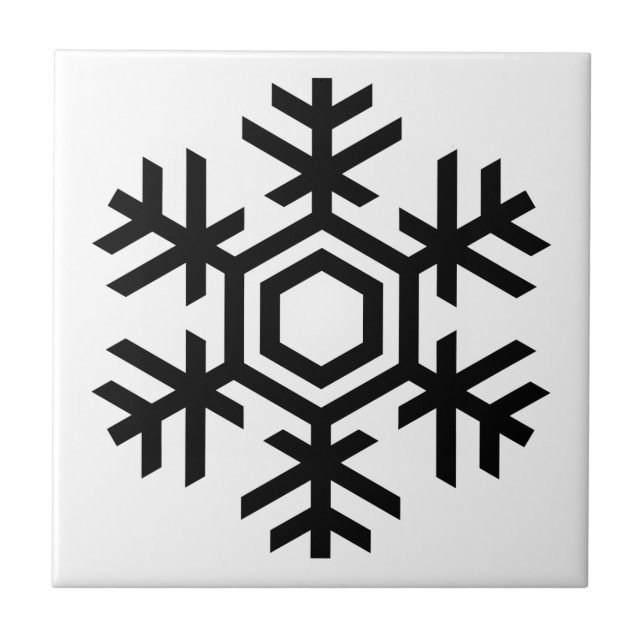 Black & White Snowflake Ceramic Tile (Front)