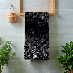 Black White Snowflake Christmas Bath Towel Set