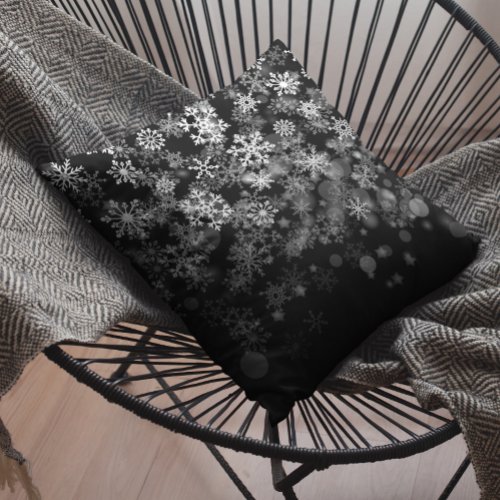 Black White Snowflake Christmas Holiday Throw Pillow