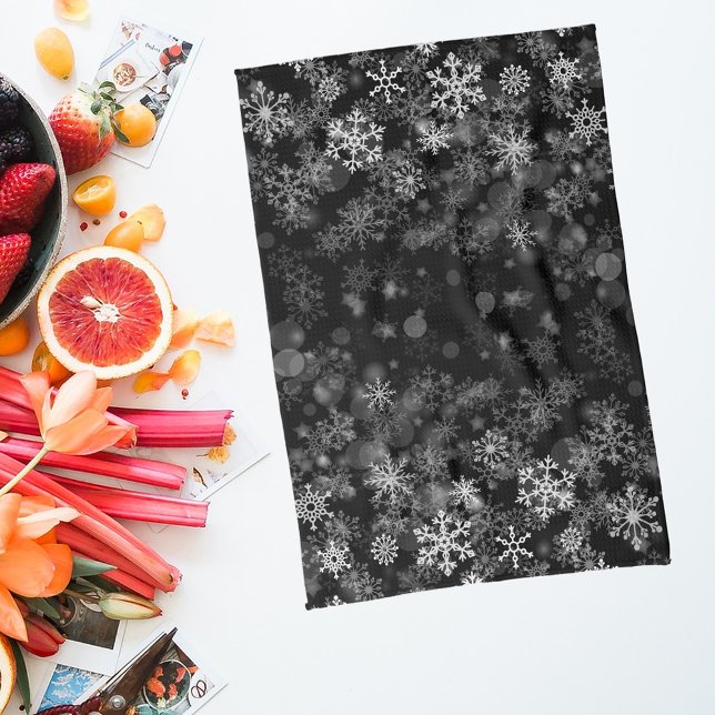 Black White Snowflake Christmas  Kitchen Towel (Creator Uploaded)