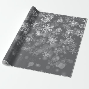 Black White Snowflake Christmas winter Wrapping Paper