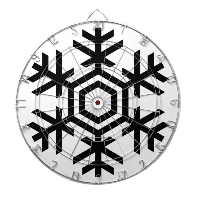 Black & White Snowflake Dart Board (Front)