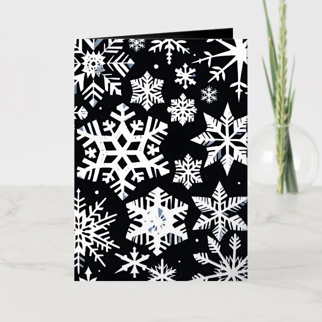 Black & White Snowflake Elegance Photo Christmas Foil Greeting Card (Front)