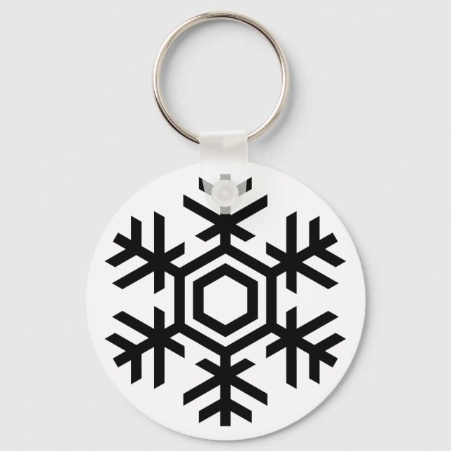 Black & White Snowflake Keychain (Front)