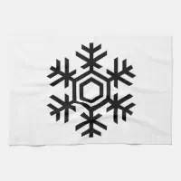 White Snowflake on Dark Green Kitchen Towel, Zazzle