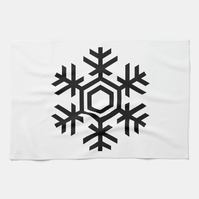 Black & White Snowflake Kitchen Towel (Horizontal)