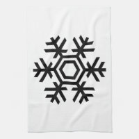 White Snowflake on Dark Green Kitchen Towel, Zazzle