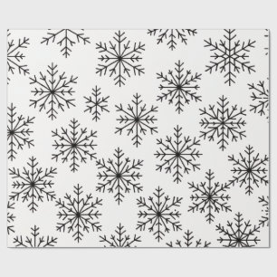 Black & White Snowflake Pattern Wrapping Paper 
