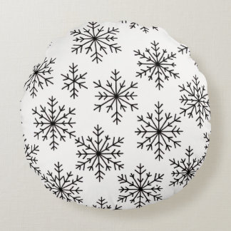 Black & White Snowflake Throw Pillow – Minimalist