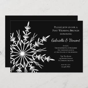 Black White Snowflake Winter Post Wedding Brunch Invitation