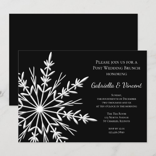 Black and White Snowflake Post Wedding Brunch Custom Announcement