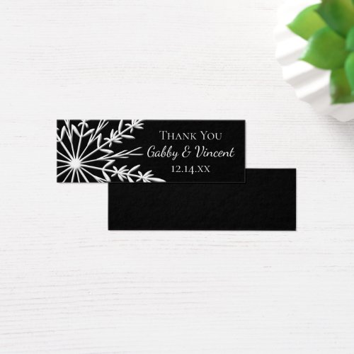 Black White Snowflake Winter Wedding Favor Tags